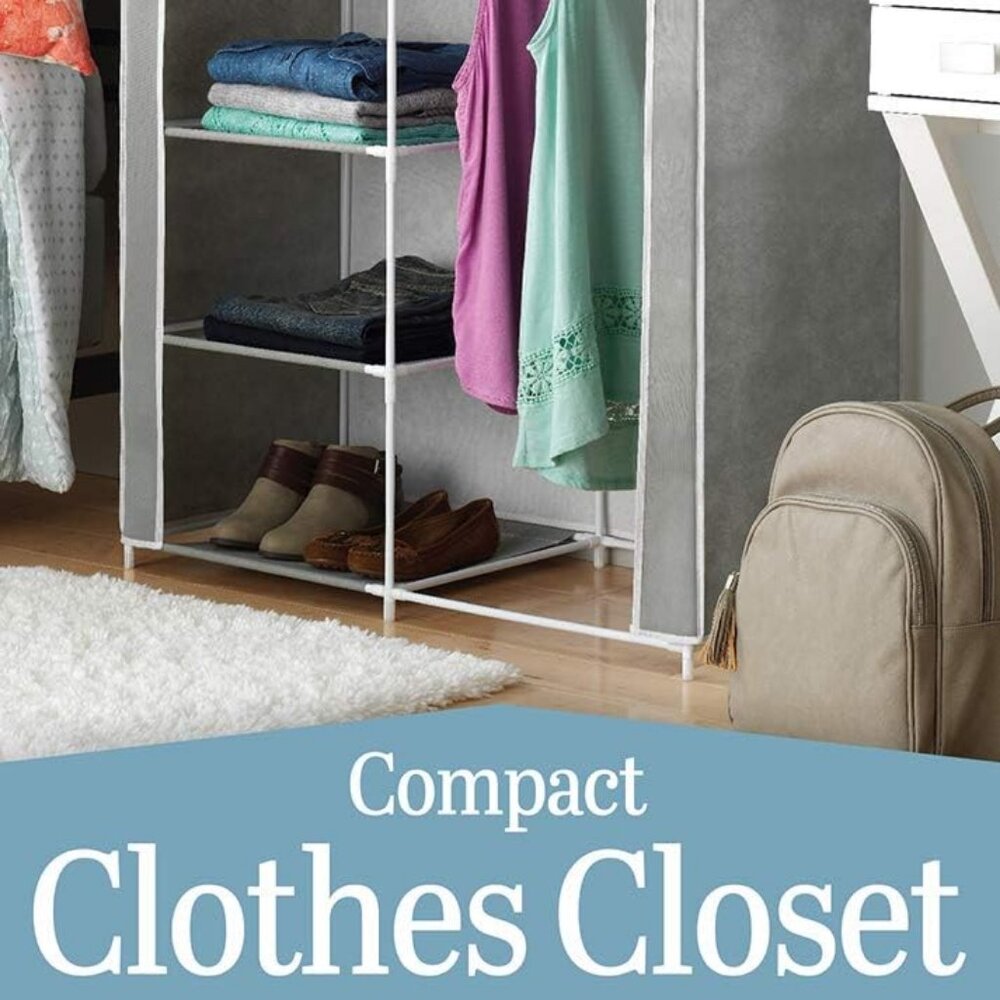 Whitmor Compact Clothes Closet - Space Saving - 4 Shelves and Hanging Closet